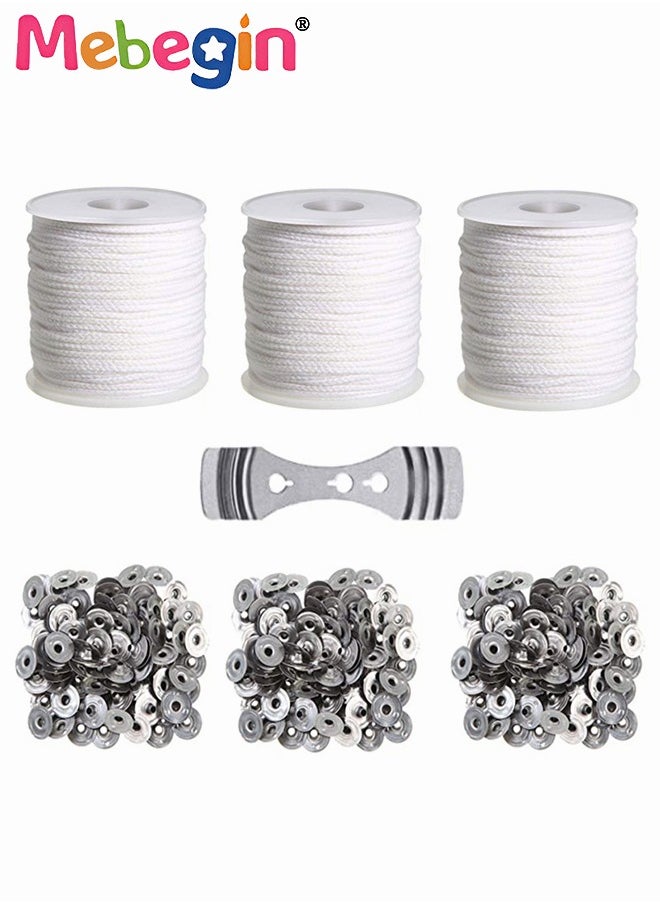 MEBEGIN Smokeless Candle Making Kit, Candles DIY Crafts Candle Making Kit Supplies Includes 3 Rolls Braided Candle Wick, 300 PCS Metal Candle Wick Tabs and 1 Candle Wick Centering Devices Holder, No Harmful Remains  - Image 4