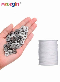 ميبيجين مجموعة صنع الشموع الخالية من الدخان، أدوات صنع الشموع DIY تتضمن 3 لفات من فتيل الشموع المضفر، 300 قطعة من علامات تبويب فتيل الشموع المعدنية وحامل واحد لأجهزة مركز فتيل الشموع، لا توجد بقايا ضارة  - Image 5