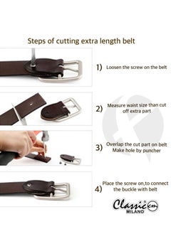 Classic Milano Classic Milano Genuine Leather Belt Men Casual Belt for men Mens belt 40MM 14903 (Brown) by Milano Leather  - Image 5