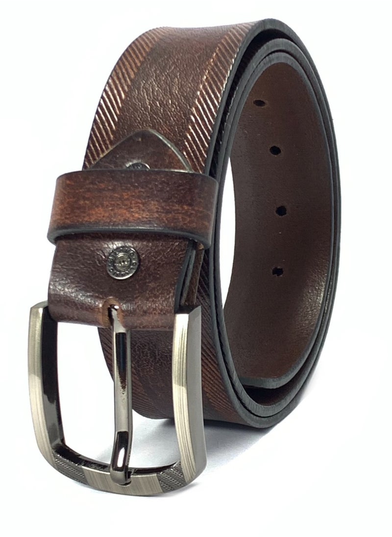 Classic Milano - Classic Milano Genuine Leather Belt Men Casual Belt for men Mens belt 40MM 14903 (Brown) by Milano Leather - Image 1
