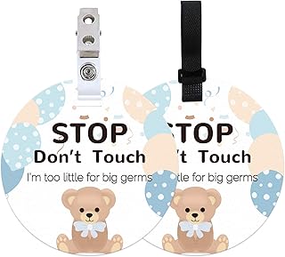 ORIGACH ORIGACH 2 Pack Bear No Touching Baby Signs, Stop Do Not Touch Baby Car Seat Sign Stroller Tags with Hanging Strap and  - Image 1