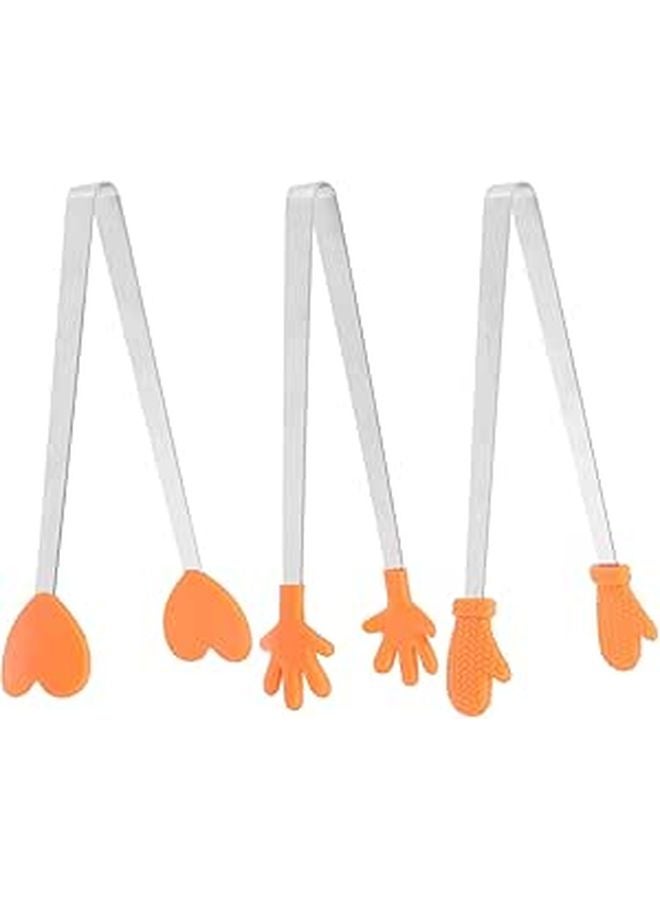 Mini Silicone Food Clips Set With Stainless Steel Ice Cube Tongs 3Pcs - Image 1