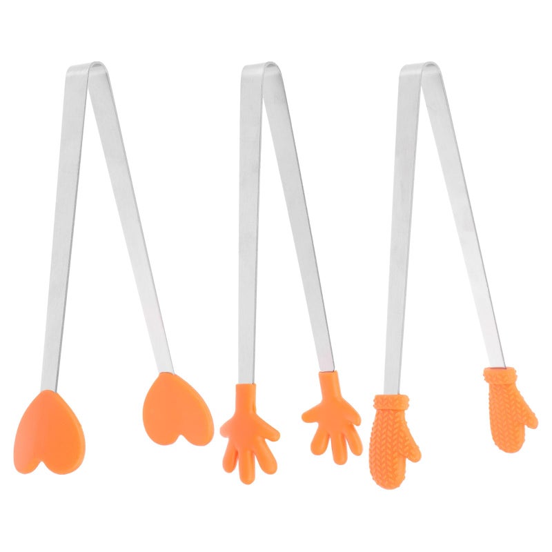 Mini Silicone Food Clips Set With Stainless Steel Ice Cube Tongs 3Pcs - Image 2
