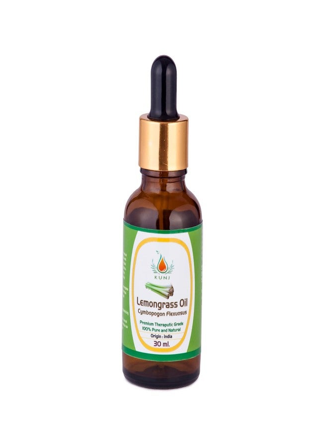 KUNJ Lemongrass Essential Oil (Cymbopogon citratus) 30ML - 100% Pure & Natural, Undiluted, Steam Distilled - Therapeutic Grade Oil for Aromatherapy, Skin Care, Hair Care & Diffuser - Image 1