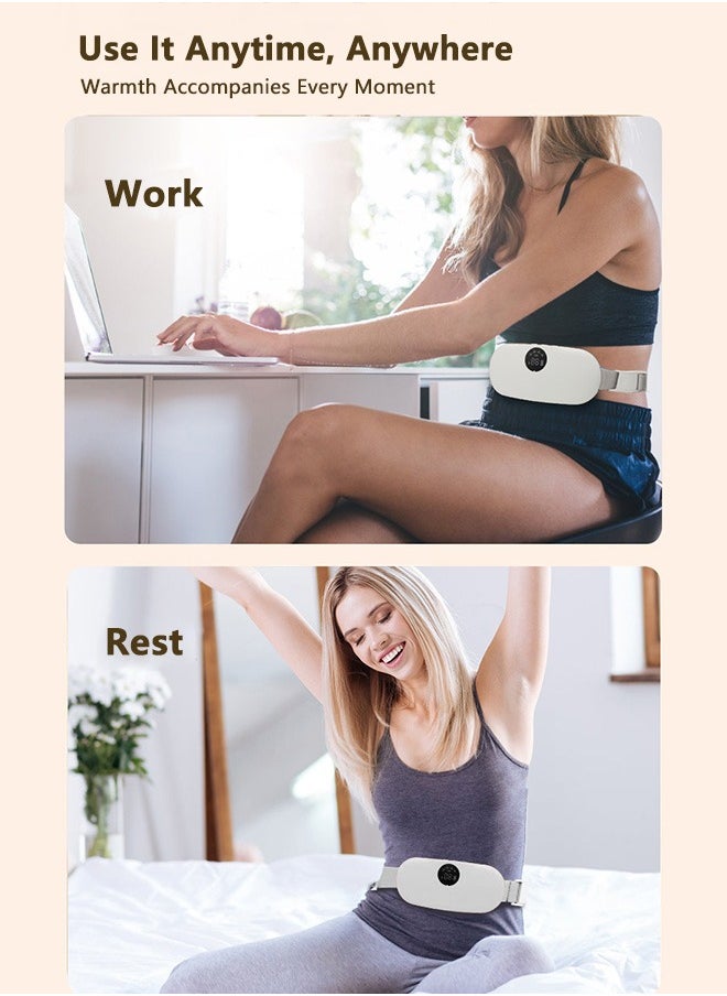 XiuWoo Portable Cordless Heating Pad, Electric Waist Belt Device, Fast Heated Pad, Back or Belly Heating Pad, Belt Massage with 4 Heat Levels, 8 Massage Modes, LED Display for Menstrual Cramps Relief  - Image 5