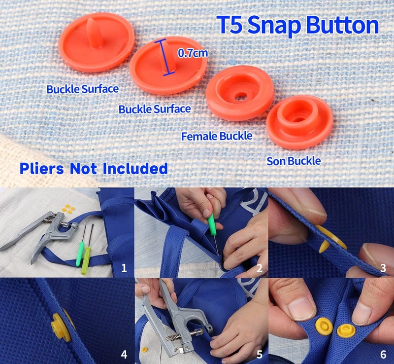 ilauke 408 Sets Plastic Snap Buttons, No-Sew T5 Snaps with Organizer Storage Case, Snap Buttons for Clothes Bibs Diapers Crafts - Image 3