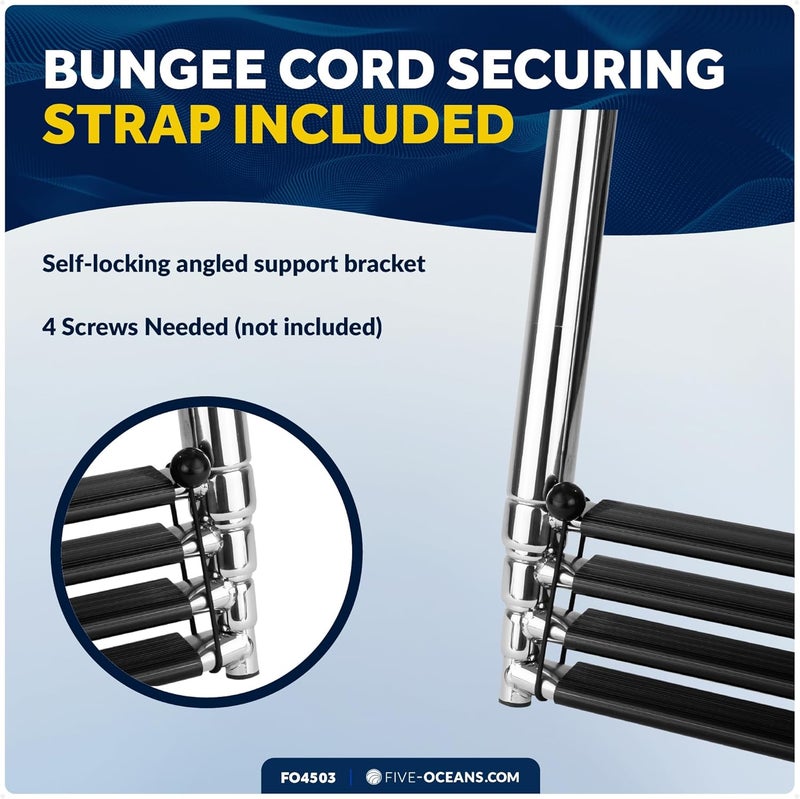 Five Oceans 4 Step Telescoping Boat Ladder - Over Platform, Stainless Steel for Pontoon, Fishing, Bass, Sport, Sailboat - FO4503 - Image 5