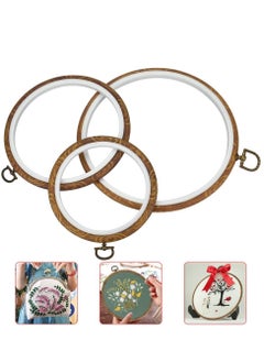 SYOSI 3 Sizes Embroidery Hoops Ring Tambour Embroidery Frames Round Cross Stitch Hoop Crochet Circle Set Display Frame Imitation Wood Embroidery Kit for Craft Handy Sewing, 4.3/5.7/7.3Inch  - Image 1