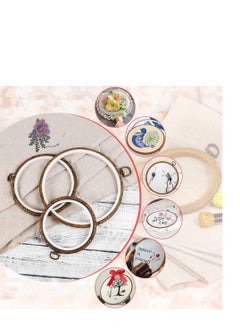 SYOSI 3 Sizes Embroidery Hoops Ring Tambour Embroidery Frames Round Cross Stitch Hoop Crochet Circle Set Display Frame Imitation Wood Embroidery Kit for Craft Handy Sewing, 4.3/5.7/7.3Inch  - Image 3