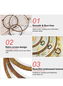 SYOSI 3 Sizes Embroidery Hoops Ring Tambour Embroidery Frames Round Cross Stitch Hoop Crochet Circle Set Display Frame Imitation Wood Embroidery Kit for Craft Handy Sewing, 4.3/5.7/7.3Inch  - Image 4