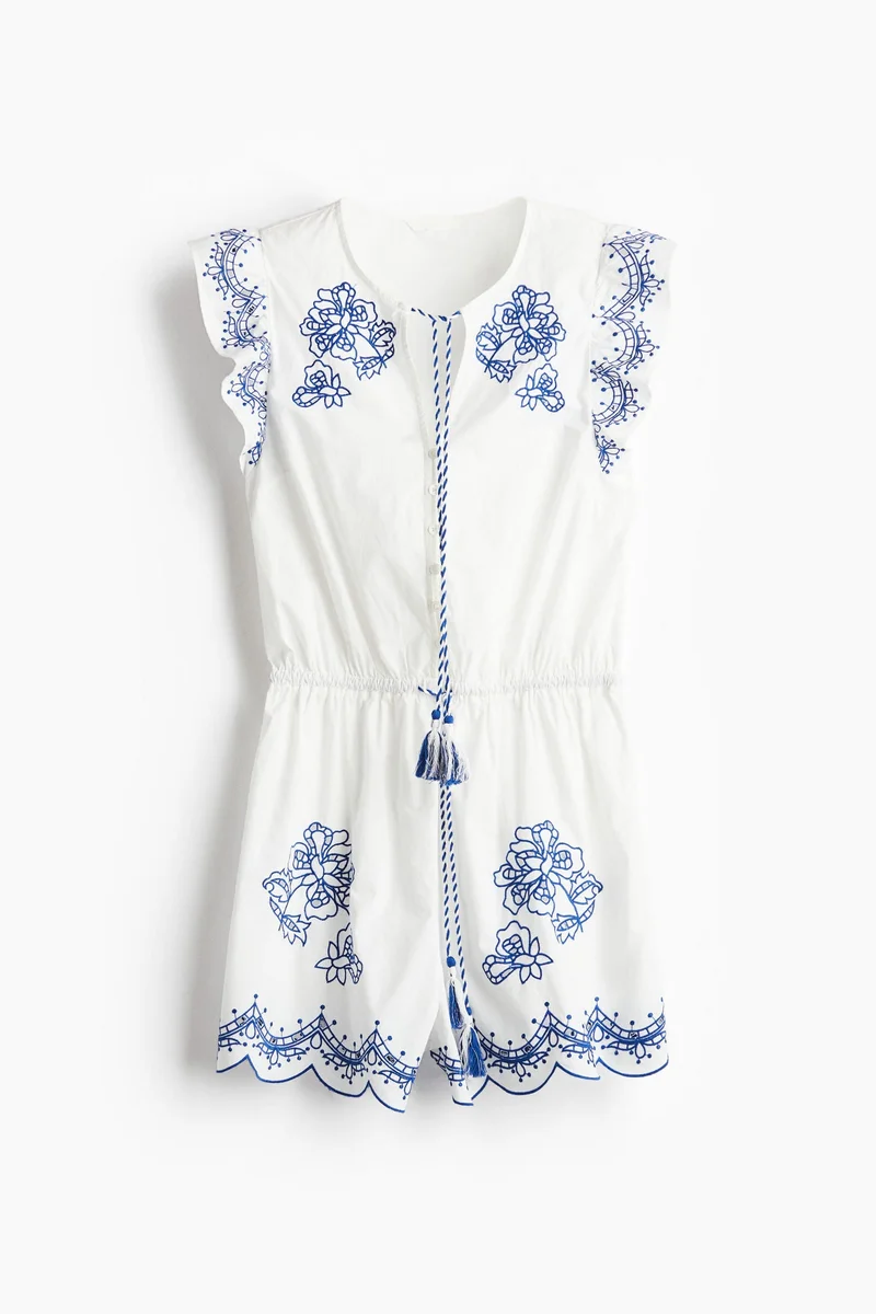 H&M  Embroidered playsuit for Women | Best Price UAE