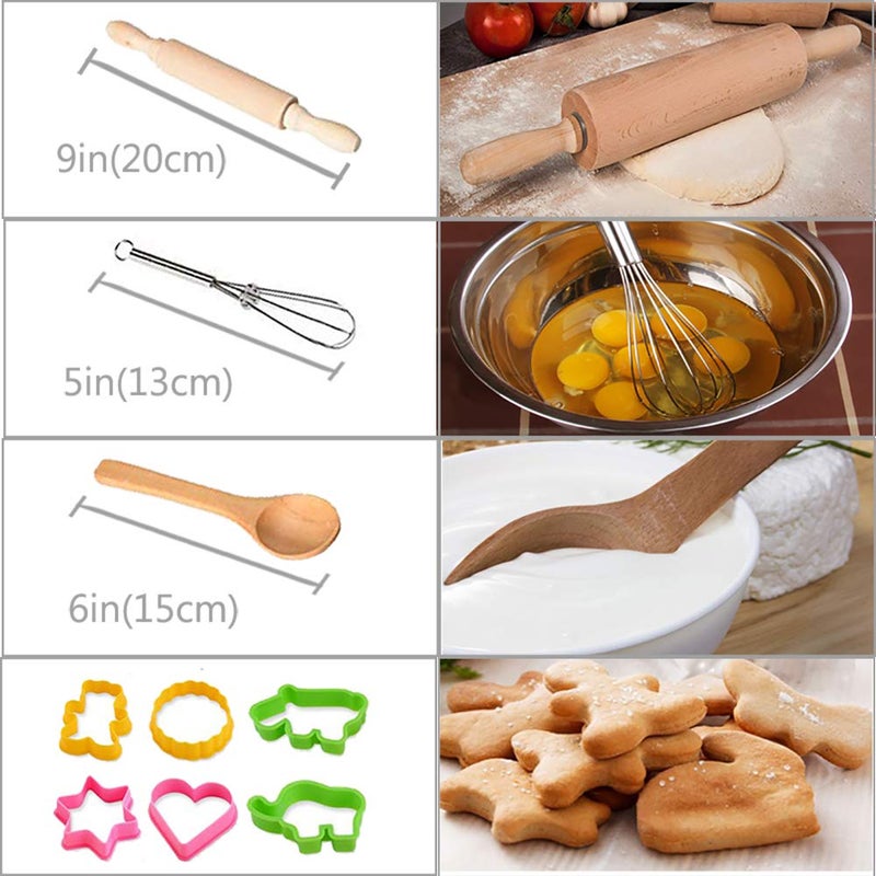 HmiL-U Chef Set for Kids - 13 Pcs Kids Cooking and Baking Set Includes Kids Apron  Chef Hat  Utensils  Cooking Mitt for Kids Chef Role Play Set   Gift for 3 Year Old Girls and up(Blue) - Image 3