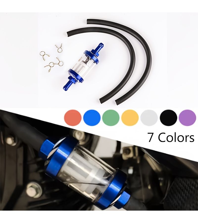 Black Aluminum Alloy Internal Fuel Filter Compatible With 8mm Fuel Line Hose Clamps For Motocross Dirt Bike ATV Scooter - Image 1