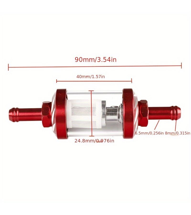 Black Aluminum Alloy Internal Fuel Filter Compatible With 8mm Fuel Line Hose Clamps For Motocross Dirt Bike ATV Scooter - Image 2