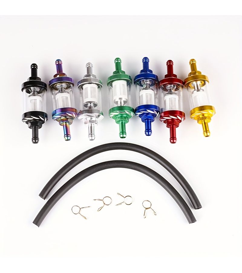 Black Aluminum Alloy Internal Fuel Filter Compatible With 8mm Fuel Line Hose Clamps For Motocross Dirt Bike ATV Scooter - Image 4
