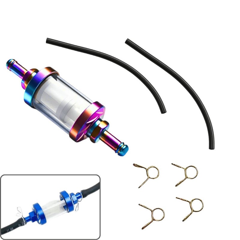Black Aluminum Alloy Internal Fuel Filter Compatible With 8mm Fuel Line Hose Clamps For Motocross Dirt Bike ATV Scooter - Image 3
