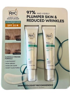 RoC Multi Correxion Hydrate & Plump Moisturizer Plus Hyaluronic Acid and SPF 30, 2.5 FL OZ, 2 Pack