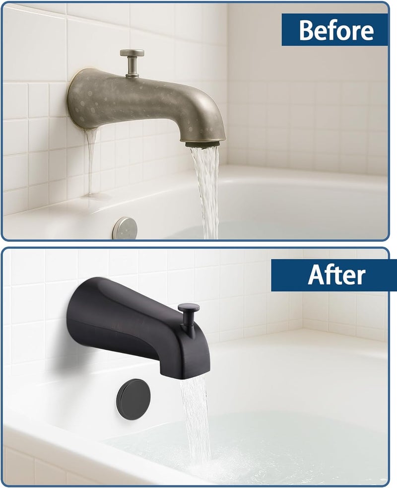 OrgCreator All Metal Bathtub Spout with Diverter, 5.3 Inch Tub Spout, Fits 1/2" Copper Slip-On and 1/2" or 3/4" IPS Threaded Pipes, Easy Lift to Switch, Leak-Free, Easy DIY Installation, Oil Rubbed Bronze - Image 5