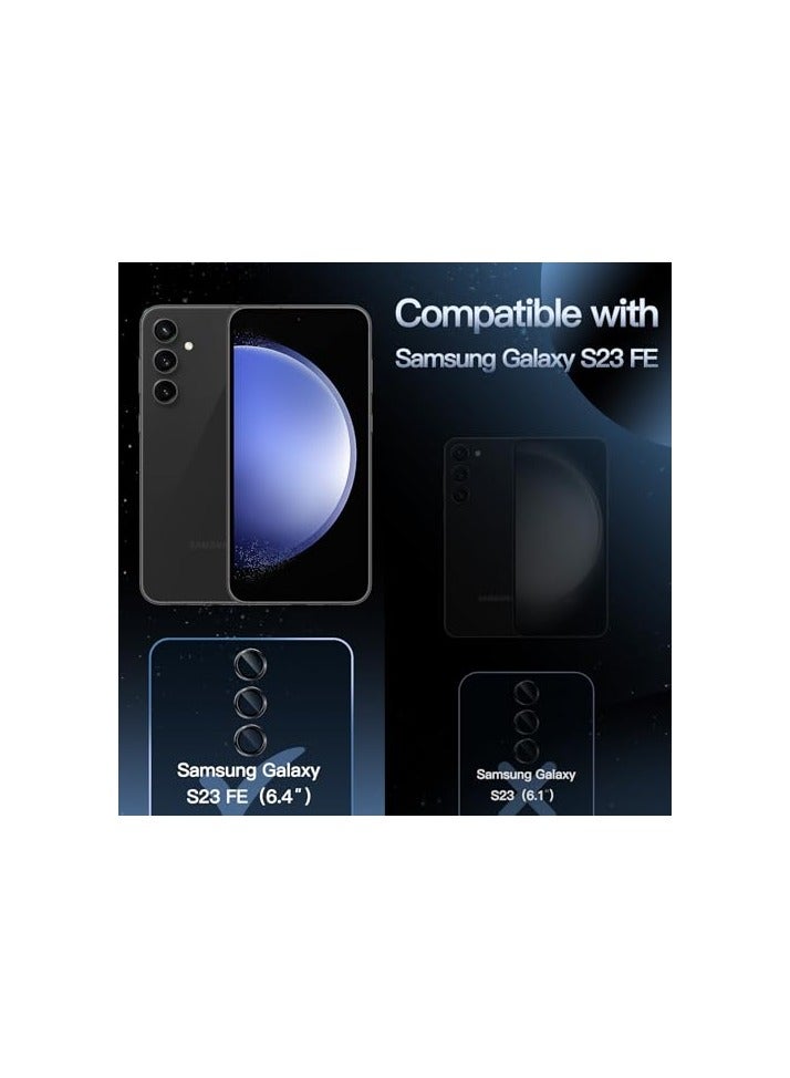 JETech Camera Lens Protector for Samsung Galaxy S23 FE 6.4-Inch, 9H Tempered Glass Metal Individual Ring Cover, HD Clear, 1 Set (Black) - Image 2