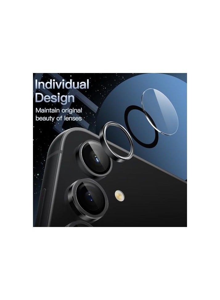 JETech Camera Lens Protector for Samsung Galaxy S23 FE 6.4-Inch, 9H Tempered Glass Metal Individual Ring Cover, HD Clear, 1 Set (Black) - Image 3