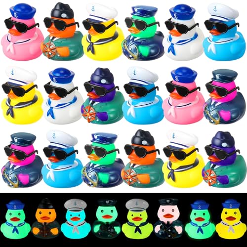 Rotatingpals 48 Pcs Christmas Cruise Ducks Light up Rubber Ducks Glow in The Dark Cruise Ship Hiding Accessories 24 Nautical Sailing Rubber Decor for New Years Eve Christmas Party Favor Birthday - Image 1