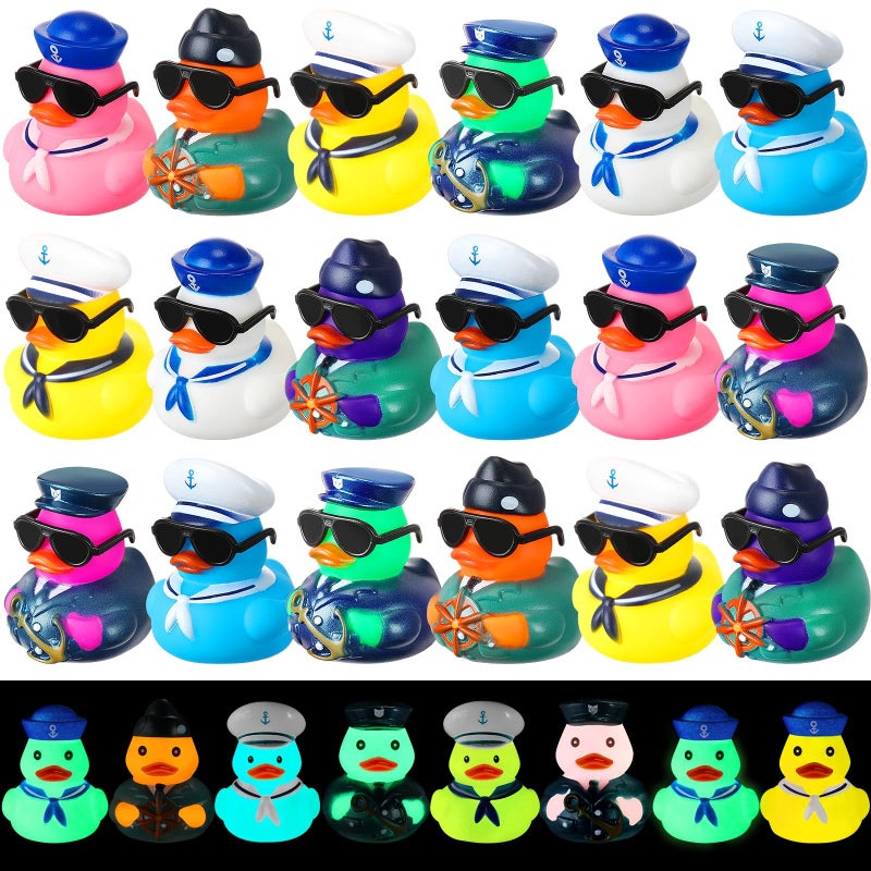Rotatingpals 48 Pcs Christmas Cruise Ducks Light up Rubber Ducks Glow in The Dark Cruise Ship Hiding Accessories 24 Nautical Sailing Rubber Decor for New Years Eve Christmas Party Favor Birthday - Image 3