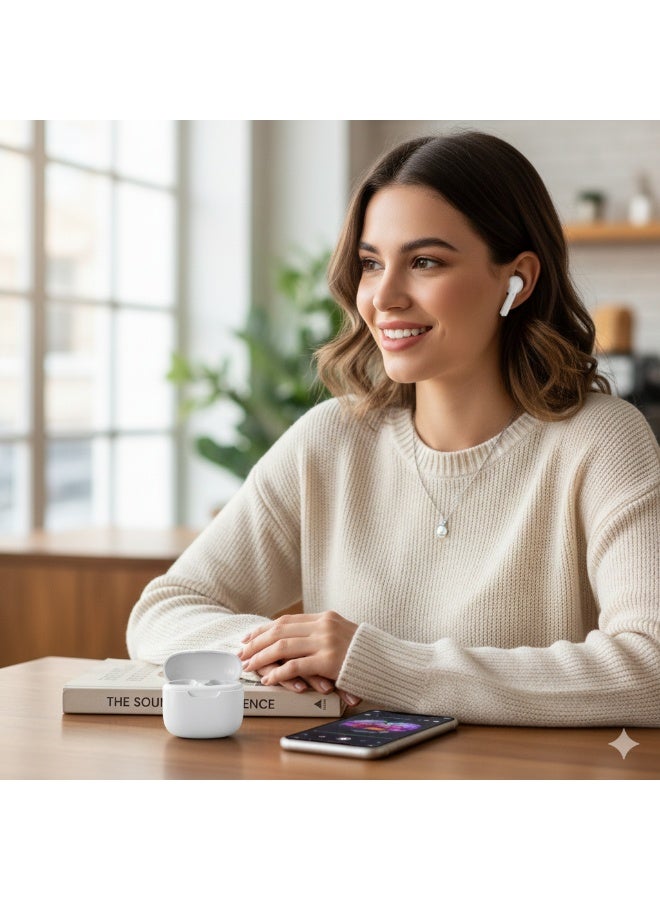 Celebrat W52 TWS Wireless Bluetooth Earbuds Stereo Headset with Lightweight Design & 60H Standby – White - Image 3