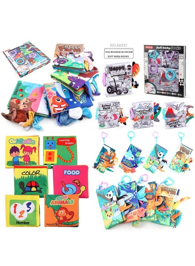 Baby Tail Cloth Book With Ring Paper Tear Not To Rot Baby Suit Enlightenment Early Education Cloth Book Baby Toy-Color:4 Short Tail Cloth Books (4 Pages And 8 Sides Each) A Box With A Volume Of 0.30kg  - Image 2