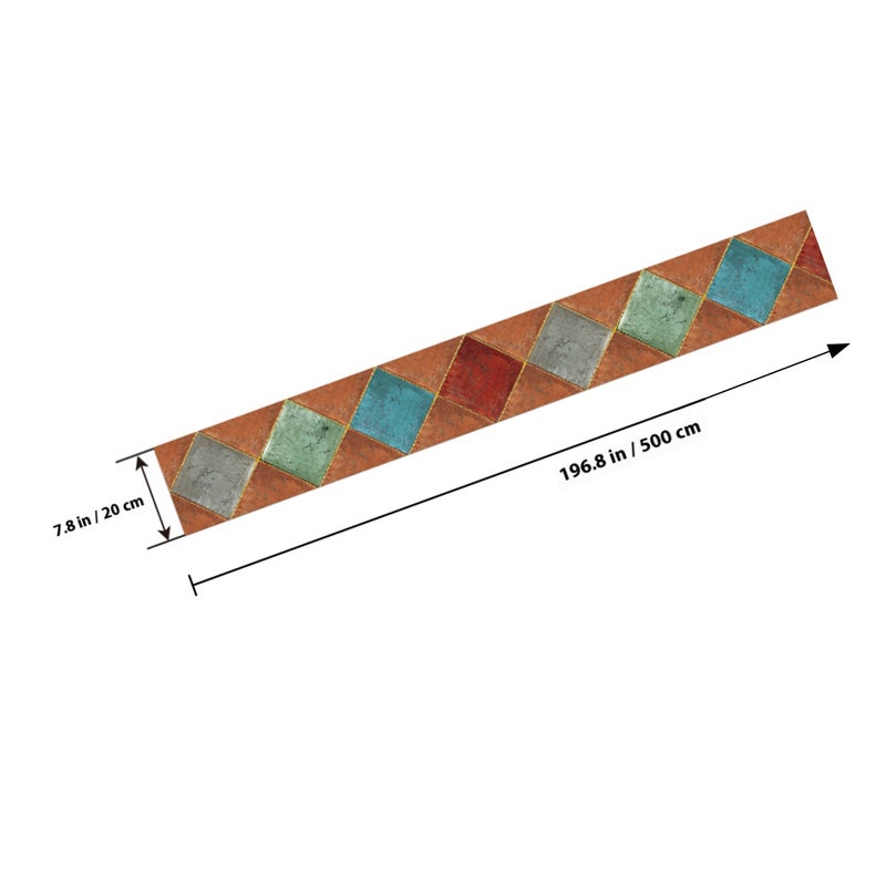 2pcs Tiles Sticker Waist Line Wall Decor Self Adhesive Wallpaper Border Porcelain Stickers For Bathroom Kitchen Imitation Tile Sticker ZTBO-027(500 X 20cm) - Image 2
