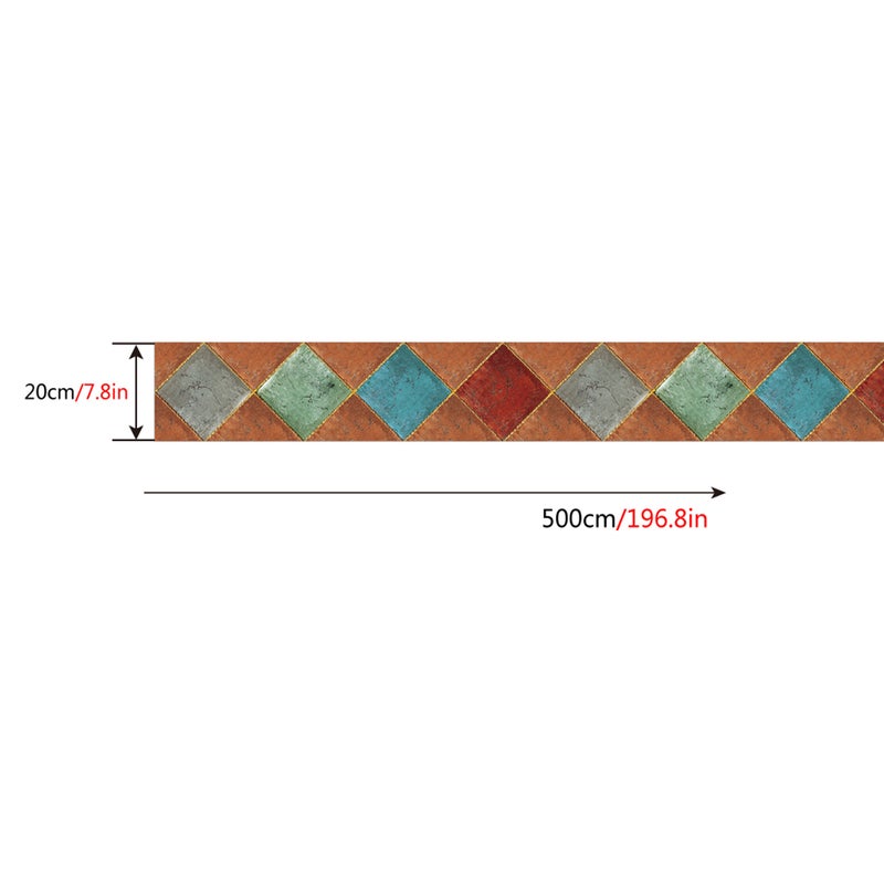 2pcs Tiles Sticker Waist Line Wall Decor Self Adhesive Wallpaper Border Porcelain Stickers For Bathroom Kitchen Imitation Tile Sticker ZTBO-027(500 X 20cm) - Image 5