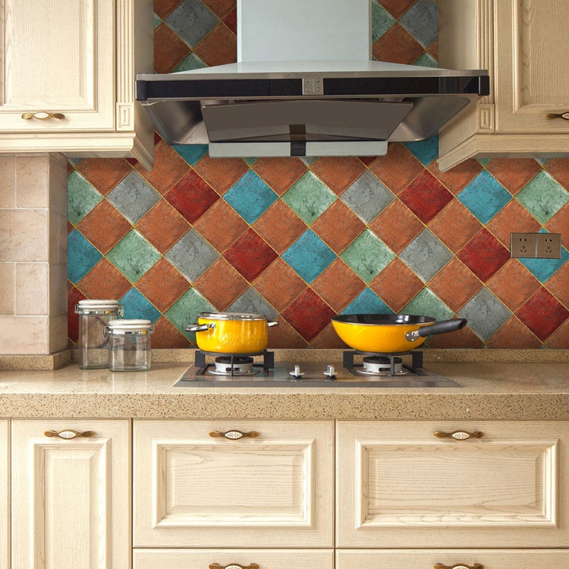 2pcs Tiles Sticker Waist Line Wall Decor Self Adhesive Wallpaper Border Porcelain Stickers For Bathroom Kitchen Imitation Tile Sticker ZTBO-027(500 X 20cm) - Image 1