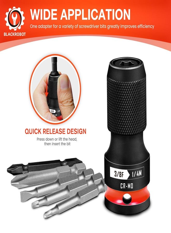 BLACKROBOT 3PCS Quick Release Impact Bit Holders 1/2 3/8 1/4-Inch Square Drive to 1/4-Inch Hex Socket Adapter, CR-MO Steel, Impact Wrench Ratchet Use - Image 3