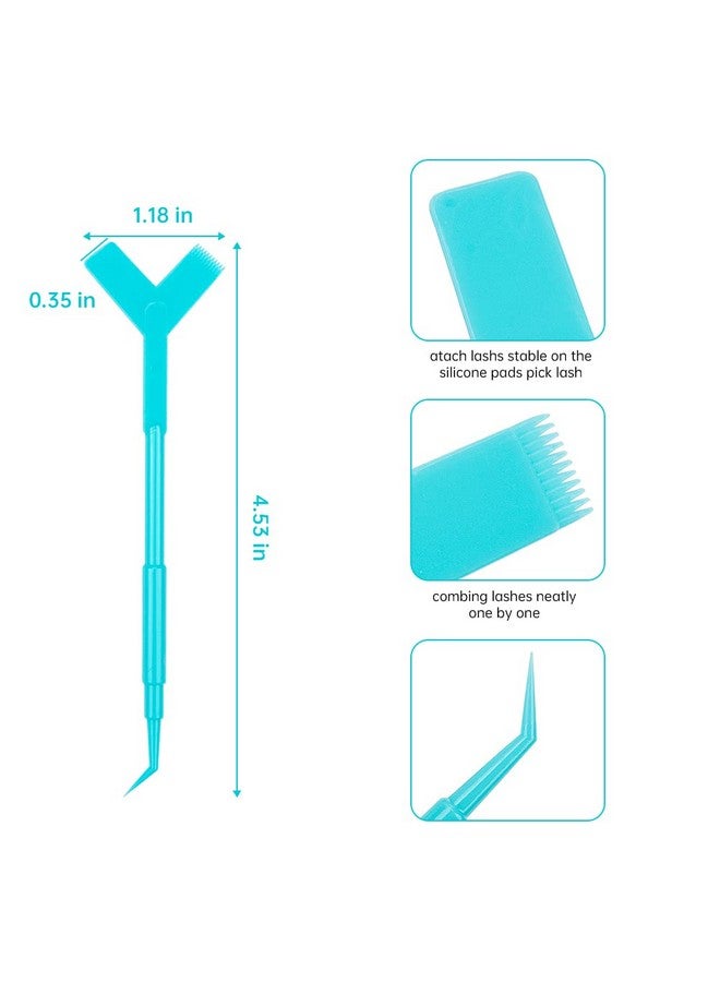 Mekupeu 50 Pcs Y Shape Eyelash Brush Eyelash Lift Brush Makeup Beauty Tool For Lash Graft Brush Eyelash Extension Cleanup Supplies (Blue) - Image 2