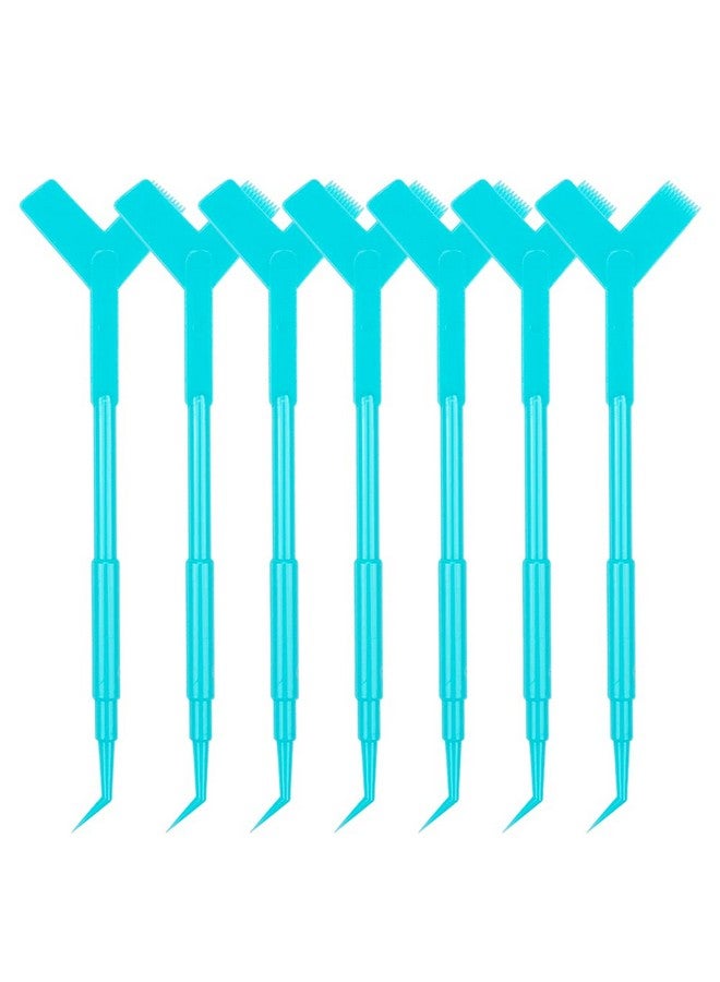 Mekupeu 50 Pcs Y Shape Eyelash Brush Eyelash Lift Brush Makeup Beauty Tool For Lash Graft Brush Eyelash Extension Cleanup Supplies (Blue) - Image 1