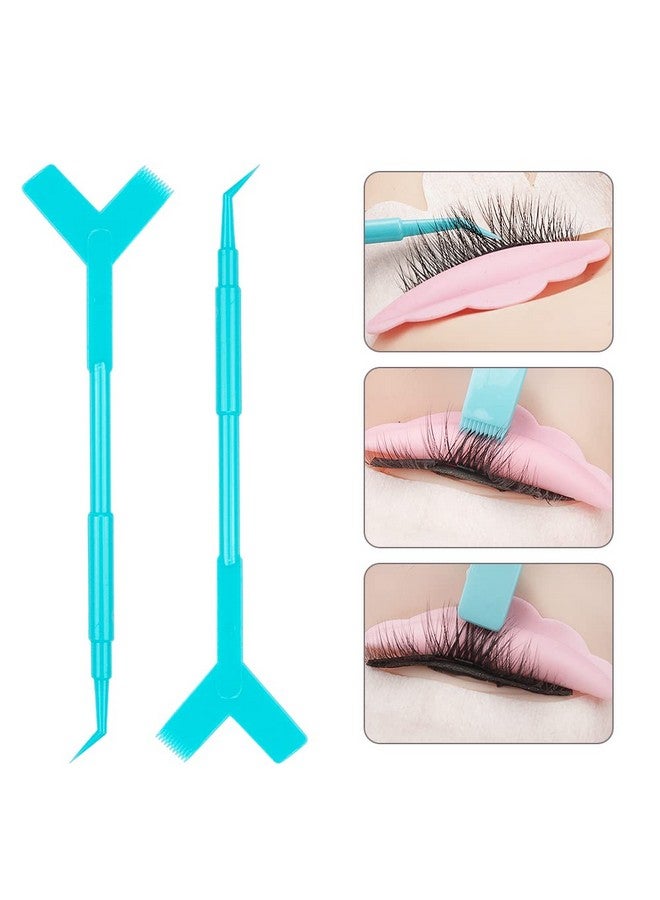 Mekupeu 50 Pcs Y Shape Eyelash Brush Eyelash Lift Brush Makeup Beauty Tool For Lash Graft Brush Eyelash Extension Cleanup Supplies (Blue) - Image 5