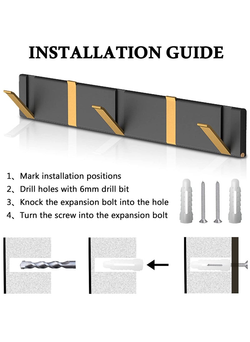 Wall-Mounted 5-Hook Black Coat Rack - Foldable Towel Hanger for Bathroom, Small Entrance, and Clothes Rail - Space-Saving Aluminum Design for Coats, Hats, and Backpacks. - Image 2