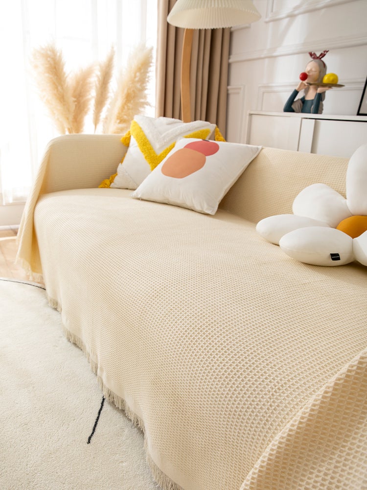 Internet Famous Ins Style Sofa Towel Anti-Cat Claw Cotton Linen Backrest Cloth Sofa Cushion Cover Blanket Cushion All Seasons Universal Cover Cloth - Image 1
