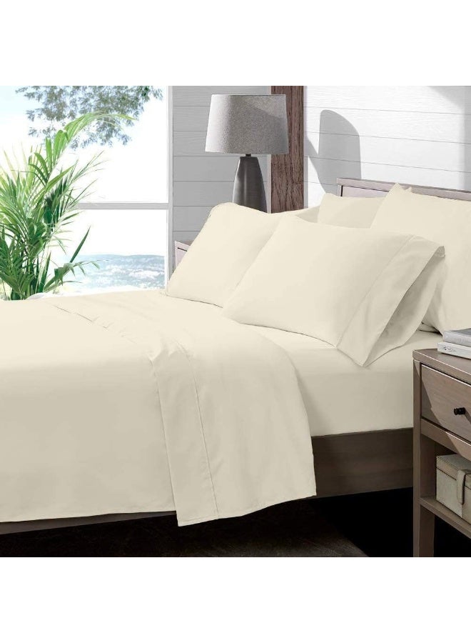 Way Fair 4 Piece Sheet Set 42" x 80" Size Ivory Solid - 100% Egyptian Cotton, 600-Thread-Count Cooling Bed Sheets, 15 Inch Deep Pocket of Fitted Sheet, 42x80 Bunk Size Cotton Bed Sheets Set - Image 2