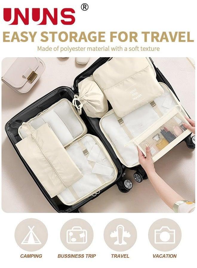 UNUNS Packing Cubes,8 Pack Travel Luggage Organizers Storage Bags For Travel,Various Sizes Cubes Suitcases,Travel Accessories Essentials,Light Carry On Suitcases,Beige  - Image 3