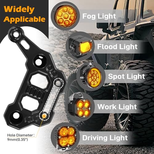 KANGIKX Dual Light Hood Mounting Bracket - Compatible with 2018-2025 Jeep Wrangler JL JLU 4xe Gladiator JT Accessories, Ditch Light Cowl Mounts Front A-Pillar Offroad Pod Lights LED Light Bar Mount Brackets - Image 4