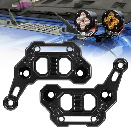 KANGIKX Dual Light Hood Mounting Bracket - Compatible with 2018-2025 Jeep Wrangler JL JLU 4xe Gladiator JT Accessories, Ditch Light Cowl Mounts Front A-Pillar Offroad Pod Lights LED Light Bar Mount Brackets - Image 1