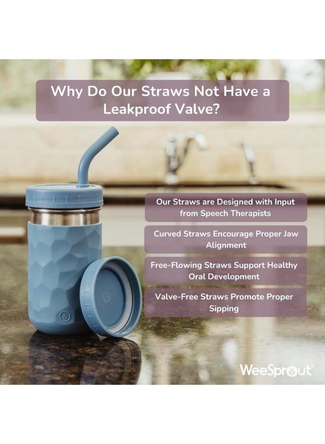 WeeSprout أكواب شرب WeeSprout 2 في 1 للأطفال، كوب تامبلر من الفولاذ المقاوم للصدأ، مثالي للعصائر، مع مصاصات سيليكون مع سدادات، وأغطية بلاستيكية مميزة، وأكمام سهلة الإمساك، مجموعة من 4 أكواب آمنة في غسالة الصحون للأطفال - Image 3