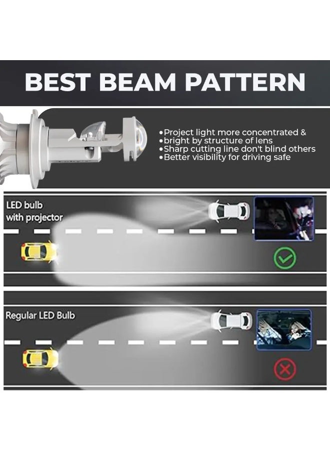 توبيز مصابيح أمامية LED جديدة من Tobys TL3 H7 مع عدسة جهاز عرض صغير، شعاع عالي/منخفض، تيار مستمر 12 فولت، 6500 كلفن، ضوء أبيض - Image 3