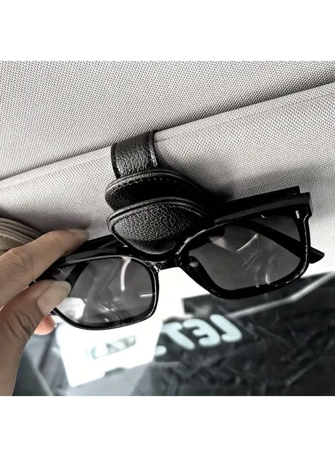 Beige Car Glasses Holder Visor Clip Fashion Storage Shelf Car Decor Accessory - Image 2