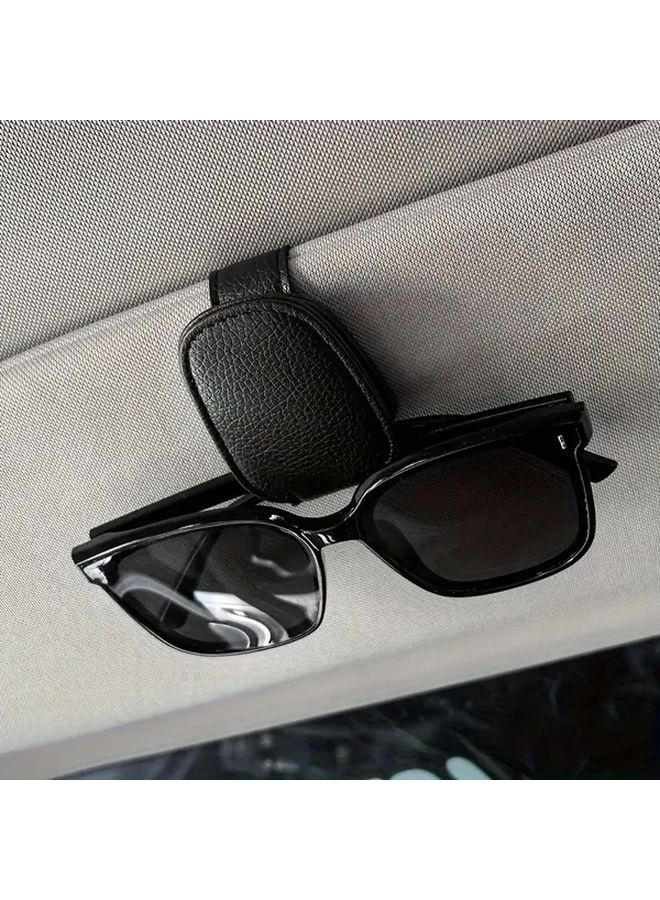 Beige Car Glasses Holder Visor Clip Fashion Storage Shelf Car Decor Accessory - Image 1