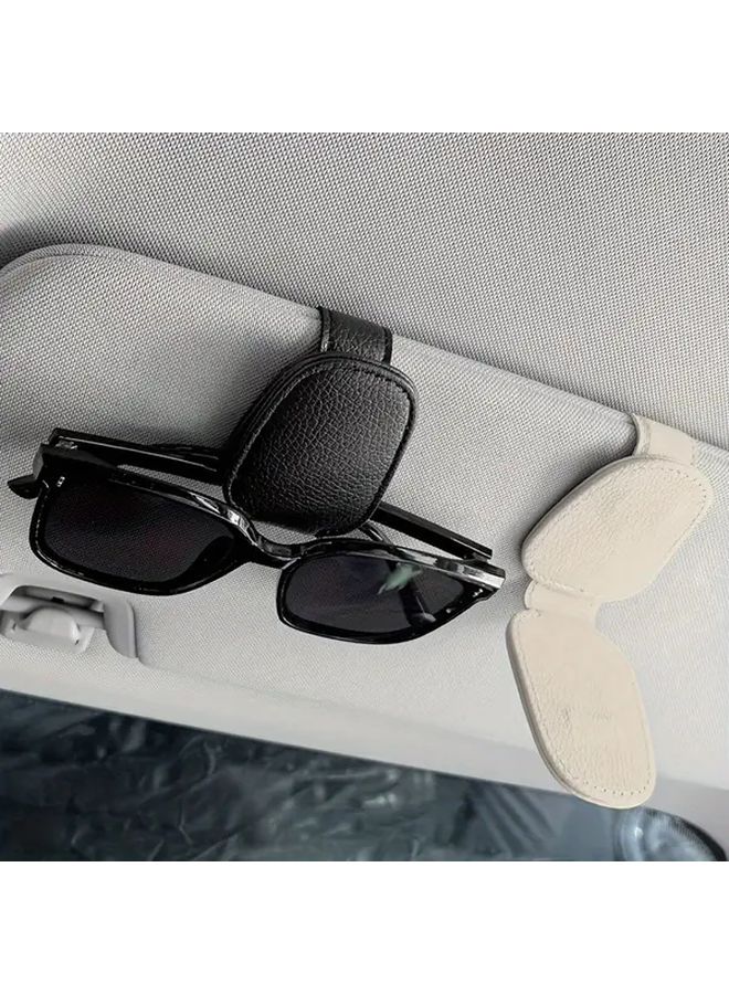Beige Car Glasses Holder Visor Clip Fashion Storage Shelf Car Decor Accessory - Image 4