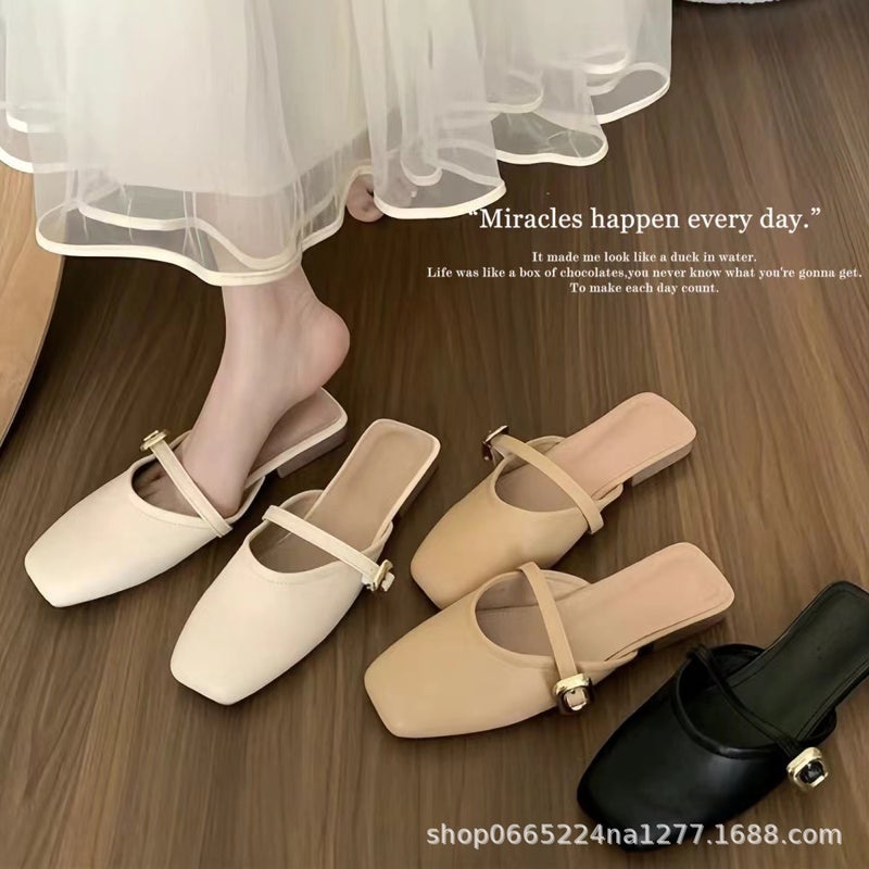 [1035 People Collection] High-End Western Style Sandals for Women 2025 New Summer Flats Casual Beach Shoes Thick Soles White - Image 5