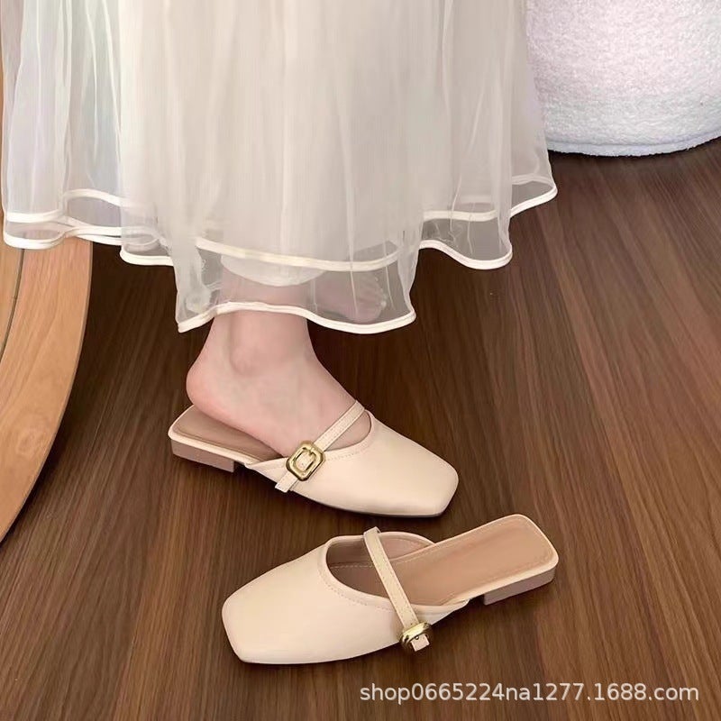 [1035 People Collection] High-End Western Style Sandals for Women 2025 New Summer Flats Casual Beach Shoes Thick Soles White - Image 4