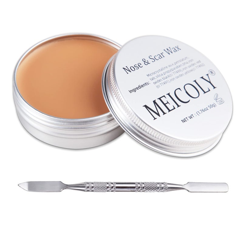 MEICOLY طقم شمع الندوب من MEICOLY مع ملعقة، مكياج الندوب SFX، شمع جلد الأنف المزيف لمكياج الكوسبلاي، شمع تشكيل الندوب المزيف لجرح واقعي، تأثيرات خاصة للهالوين، خفيف (1.67 أونصة)  - Image 1