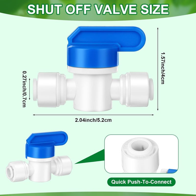 Glooglitter 30 Pcs 1/4" Drip Irrigation Tee Connectors for Tube Quick Connect Parts Fittings for 1/4 Inch(6.35mm) Irrigation Tubing or Sprinkler(White,Shut Off Ball Valve) - Image 2